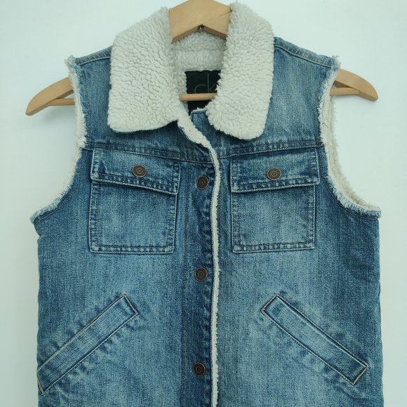 Calvin Klein Denim Vest with Lining Size Small - Picture 1 of 6